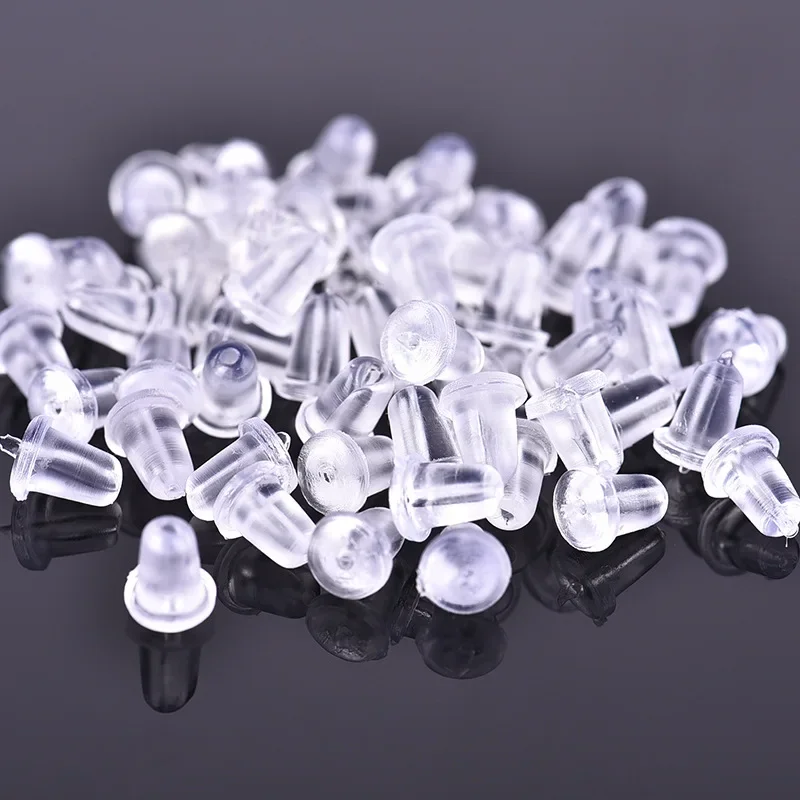 200pcs Rubber Earring Posts And Backs Clear Earring Pins Flower Tube Shape  Ear Safety Backs Earnut Earring Finding Stopper HK053 - AliExpress