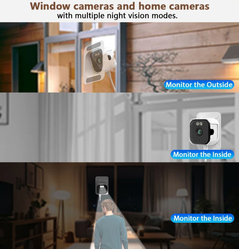 5MP Wireless Window Camera 5GHz WiFi Indoor Cameras Recording Quick Install Home Security Color Night Vision Motion Detection 4