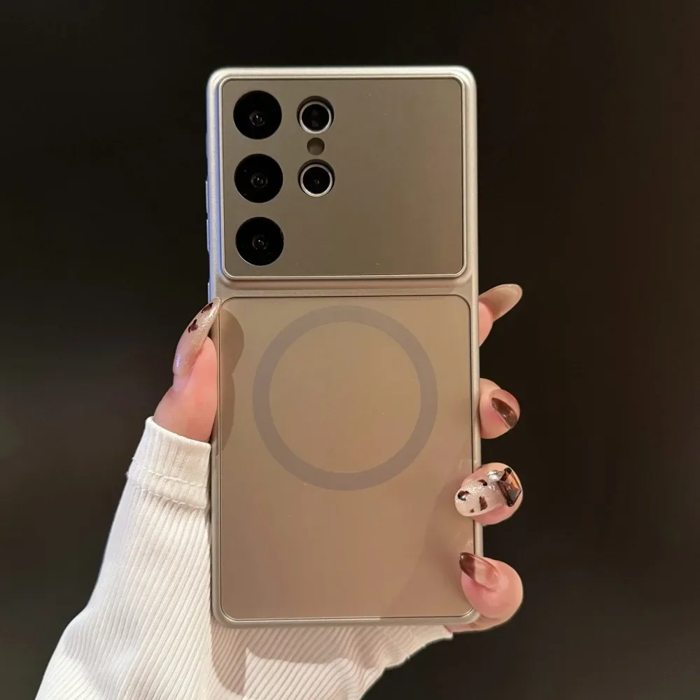 Luxury Magnetic Wireless Charging Armor Case - Large Window Design, Hard Cover s