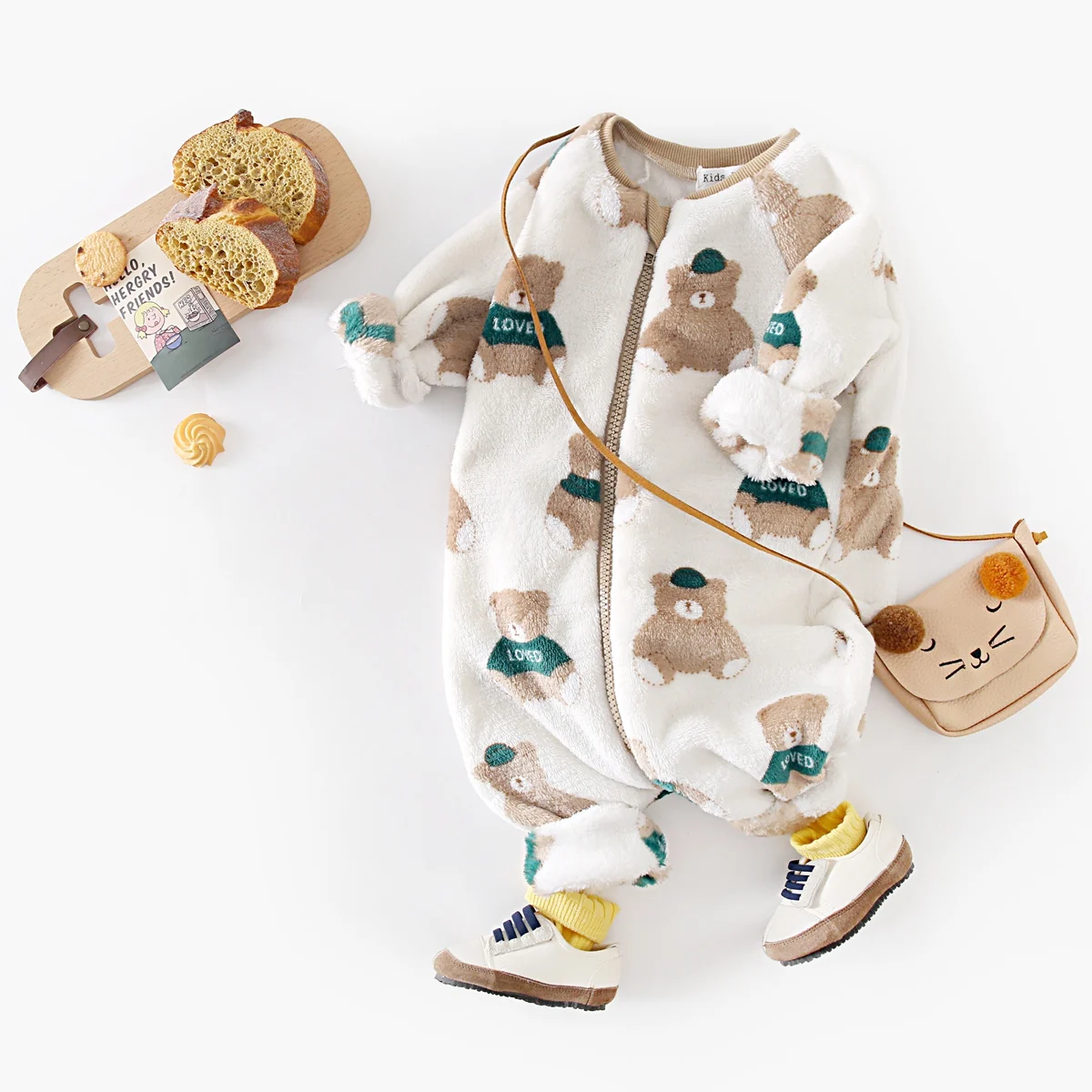 Winter Fleece Infants Thickened Long Sleeve Jumpsuits Warm Animals Baby Rompers Clothing Cute Bear 5