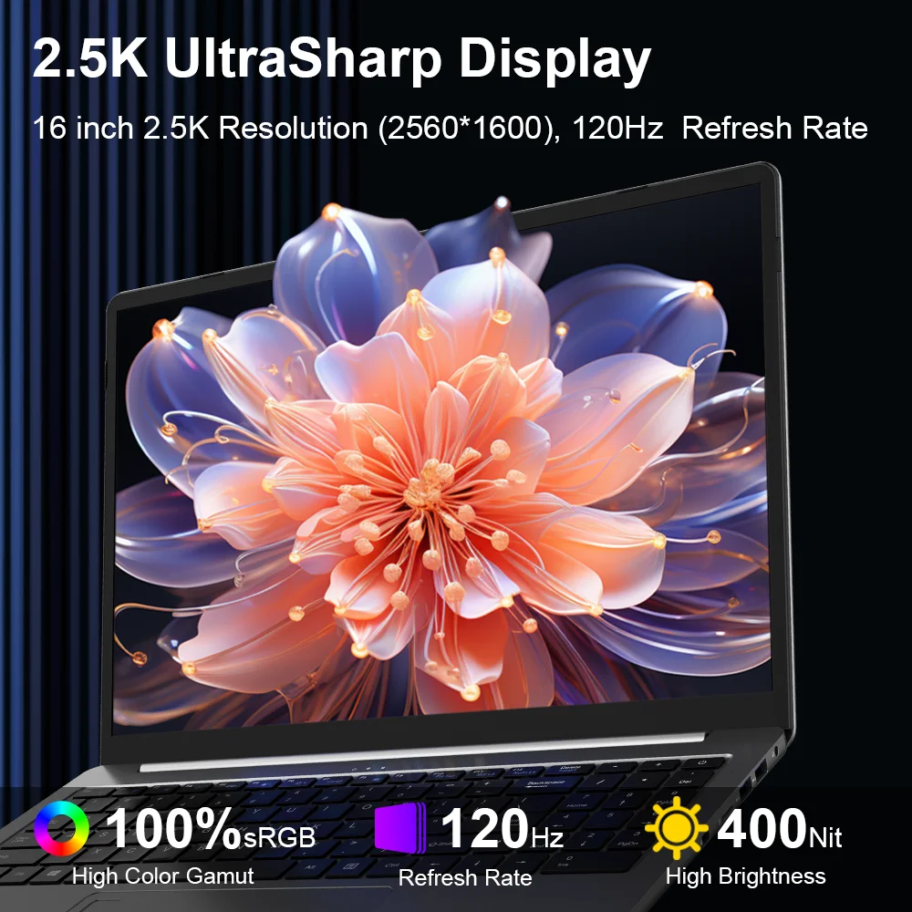 Ninkear A15 Pro Laptop AMD Ryzen 5 5500U 16GB RAM 1TB SSD 16 inch 2.5K 120Hz IPS Metal Body Windows 11 WiFi6 Fingerprint Business Office Gaming Notebook Portable Computer - immagine 4