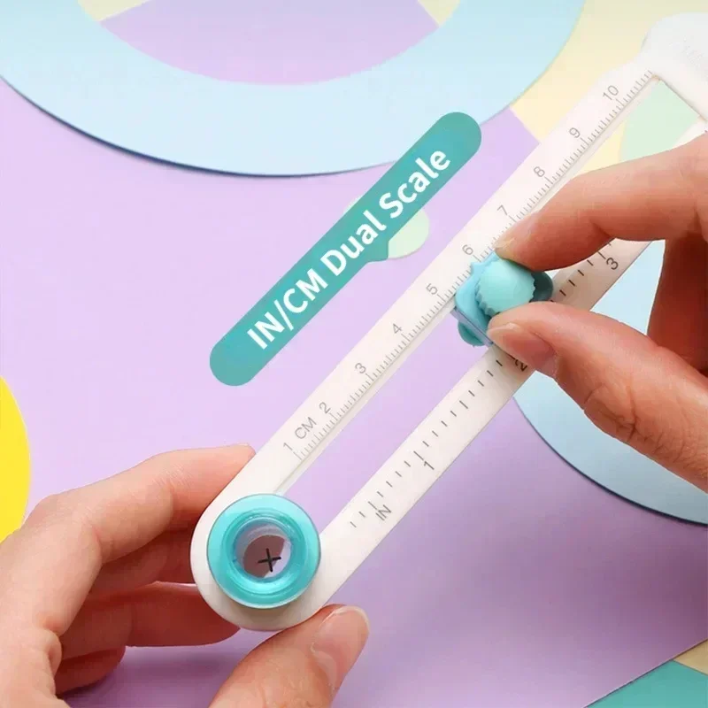 360 ° Taglierina circolare Mini pressa Taglierina manuale per carta rotante in plastica Taglierina manuale per carta da taglio da tavolo per studenti - immagine 3