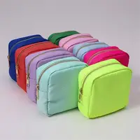 RTS Stock Nylon Waterproof Personalized Glitter Letter Patches Custom Women Girl Wedding Birthday Gift Makeup Cosmetic Pouch Bag 1