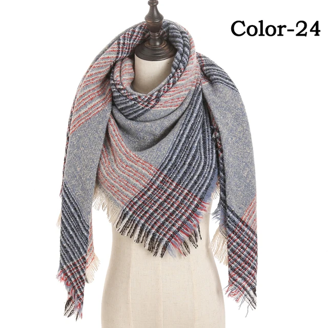 2021 new Cashmere Scarf For Women Plaid Knitted Triangle Pashmina Winter Warm Shawl Wraps Bufanda Female Soft Neck Echarpe UE-24