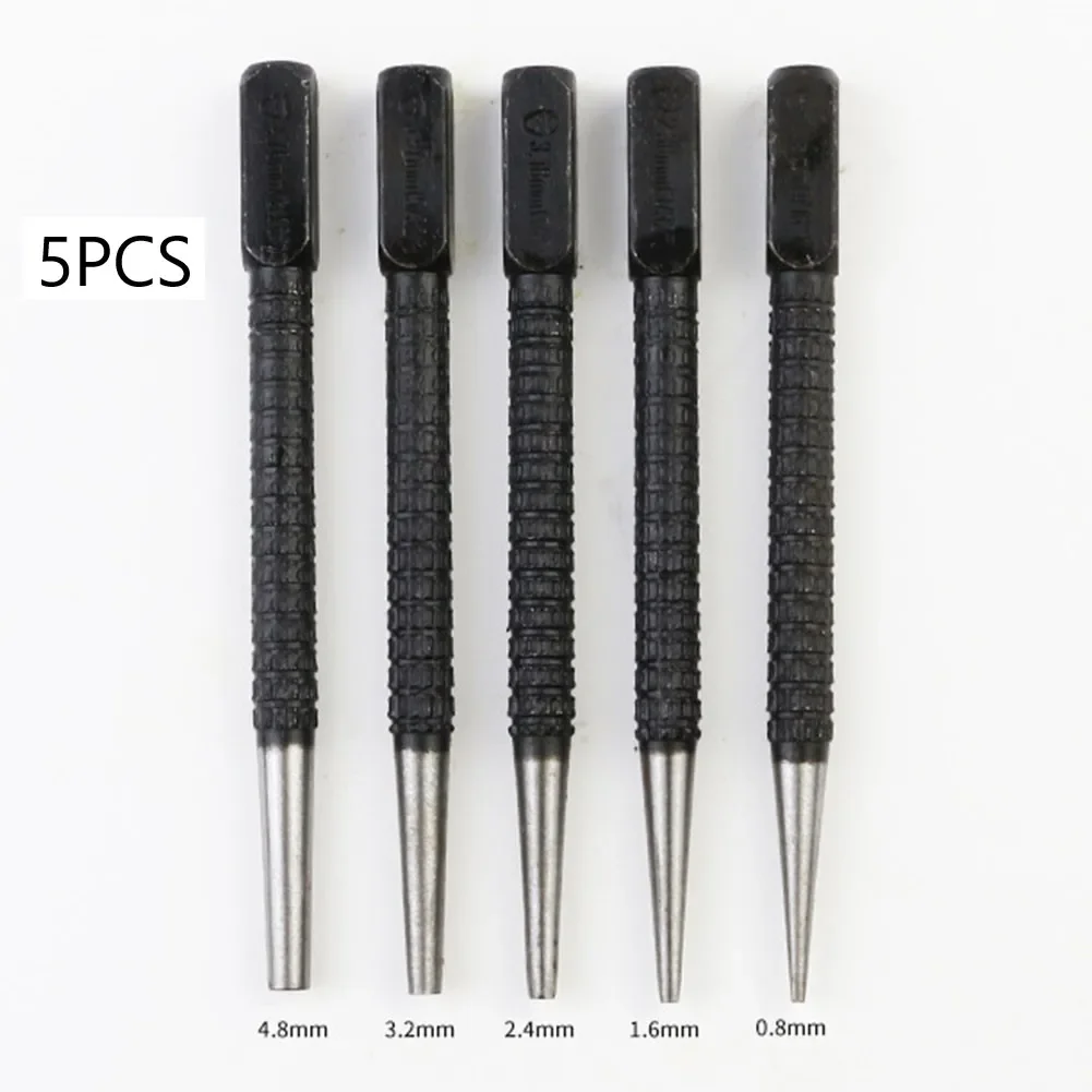 Woodworking Tool 5pcs Nail Punch Set Hammerless Hammer Punch Spring Tool Hammerless Nail Center Holes Woodwork Drill Bit Door Pin Removal