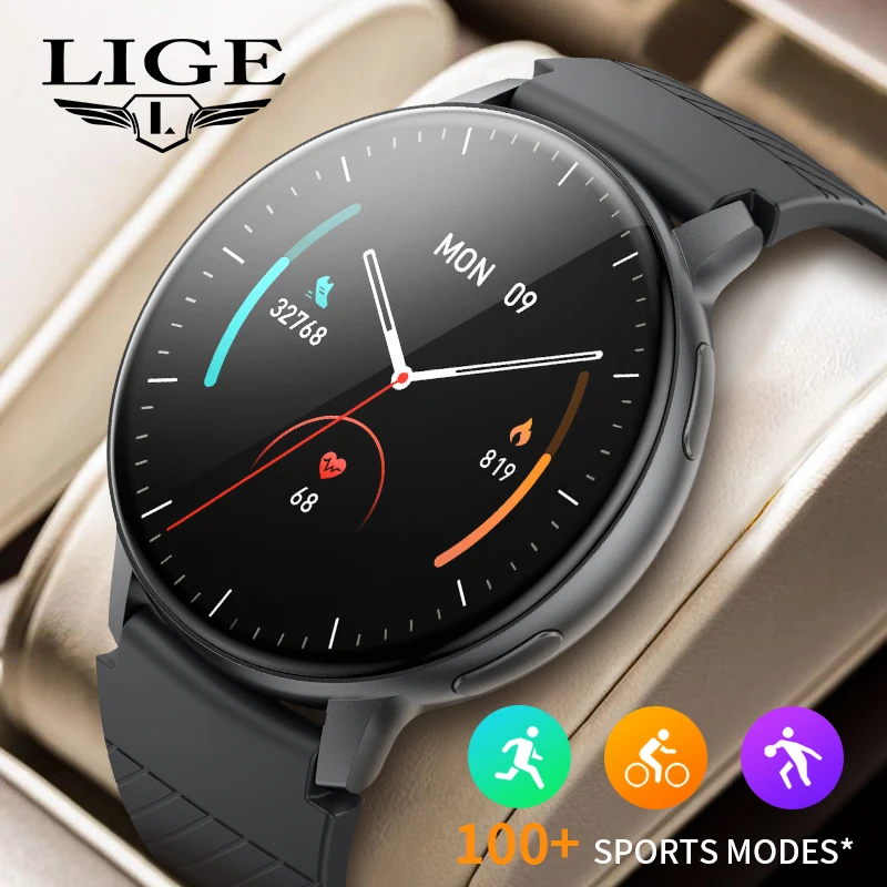 LIGE 남성 스마트 워치 실시간 활동 트래커 심박수 모니터, 스포츠 피트니스 스마트워치, 남성 시계, 안드로이드 IOS 2024 