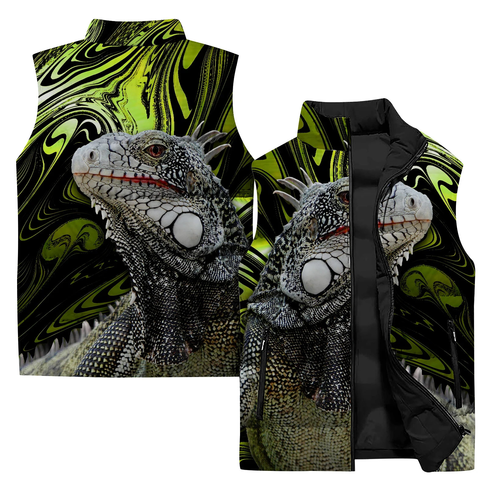 thumbnail image 2 of Chaqueta de invierno con estampado de calavera y arte abstracto en 3D para hombre, chaleco deportivo para exteriores, chaqueta de ciclismo, chaleco informal con cremallera a la moda para hombre, 2 of 5