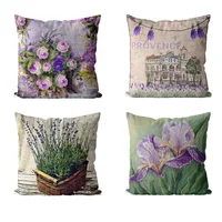 Happy Easter Day Purple Flower Pillow Case Hydrangea Lavender Rose Forest Pillowslip Cushion Covers Sofa Living Room 2