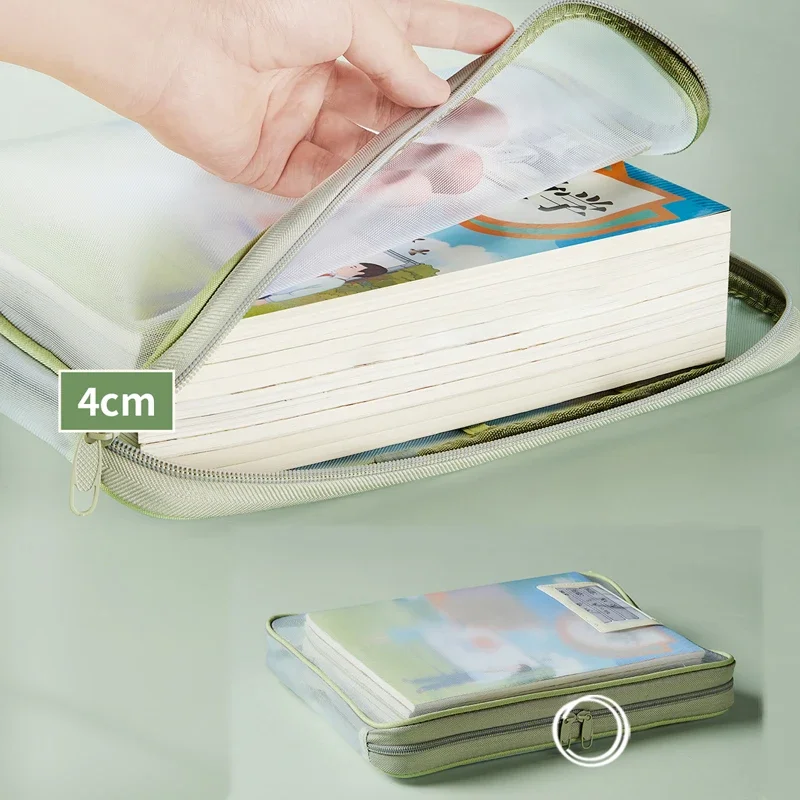 Double Zipper Stationery Book Organizer Large Capacity Folder Organizer Office Supplies Subject Papers Stationery Bag 1PC