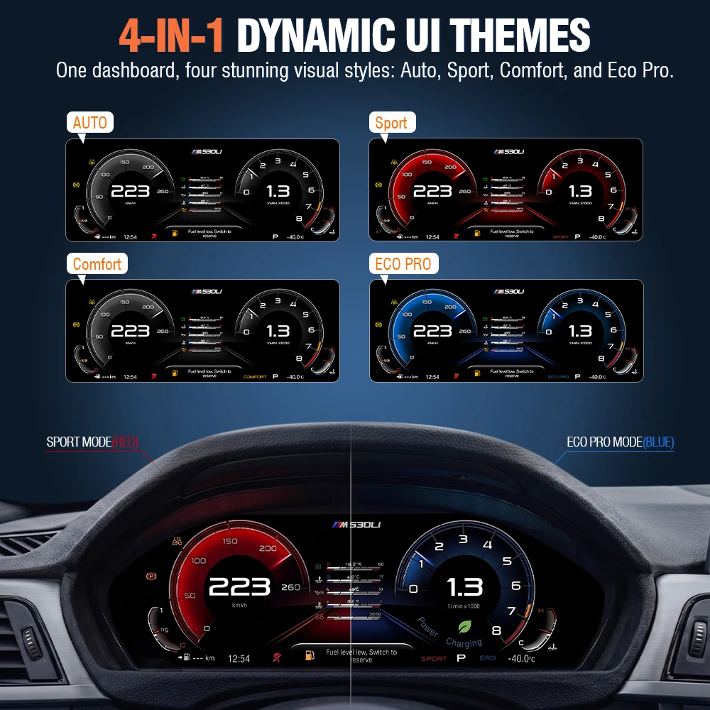 AUTOTOP Panel de Instrumentos Digital Virtual de 12.3" 6WB para BMW Serie 5 y 6 E60 E61 E63 E64 2004-2010, Actualización del Velocímetro del Tablero, CarPlay Inalámbrico, Android Auto, AirPlay, Navegación GPS, Bluetooth, Mapas en Línea, Música, Llamadas, Retrofit 5