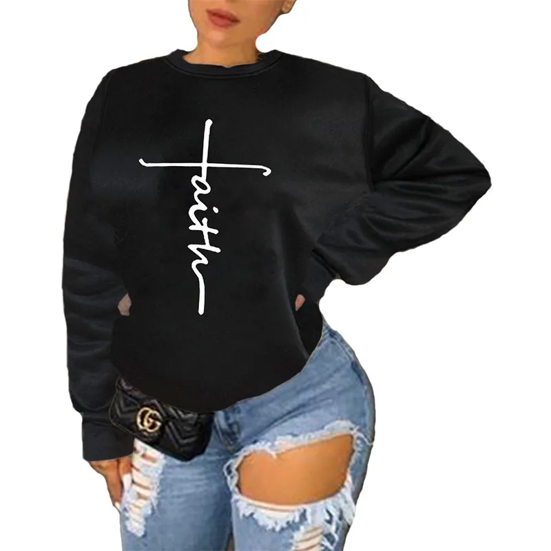 Autumn 2021 Women\'s Printed Long-sleeved Hoodi O-Neck Casual Large Size Loose Sweatshir Ladies Fashion Plus Size Graphics Tops