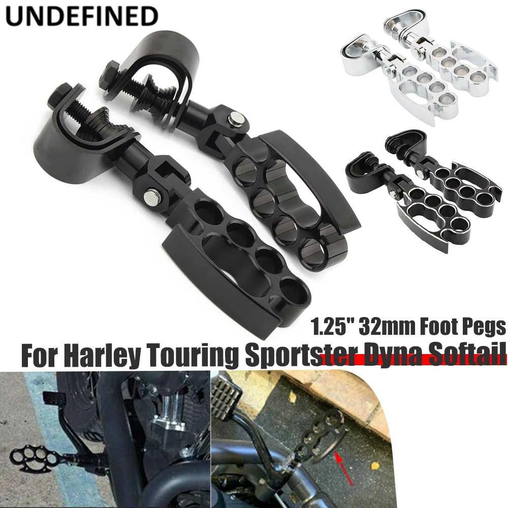 

1.25" 32mm Foot Pegs For Harley Road King Electra Glide Softail Motorcycle Highway Engine Guard Crash Bars Footrest Mount Clamp