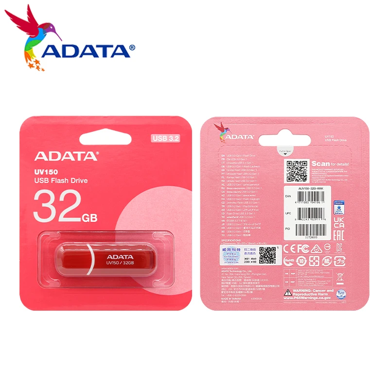 ADATA UV150 시리즈 USB 3.2 고속 플래시 드라이브 컴퓨터 데이터 저장에 이상적 - 플러그 앤 플레이 컴팩트 내구성