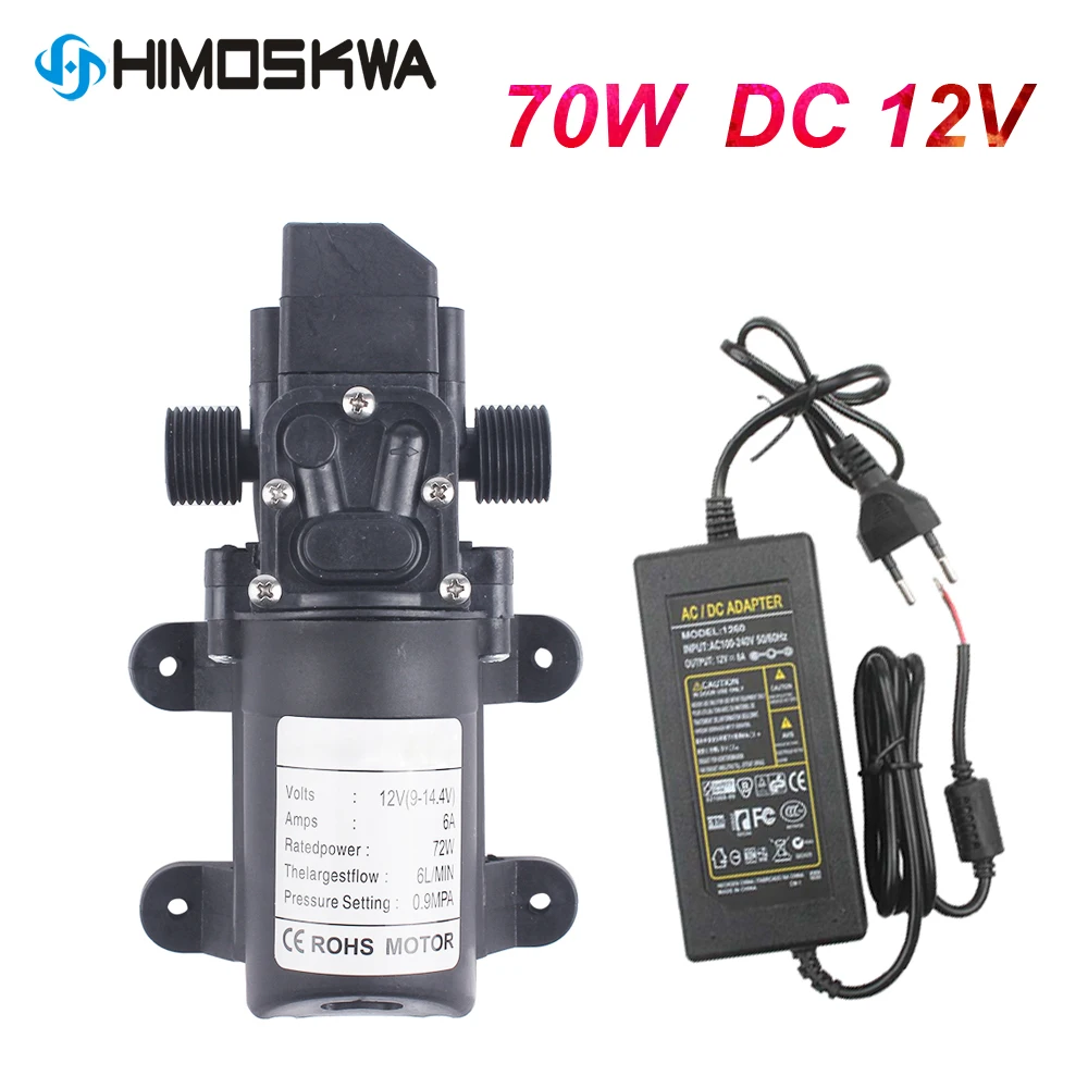 Auto Priming Water Pump com eu Plug Diafragma o Fonte de Alimentação 6l por Min 70w 72w dc 12v 130psi 6l por Min 6a Pipe de Alta Pressã