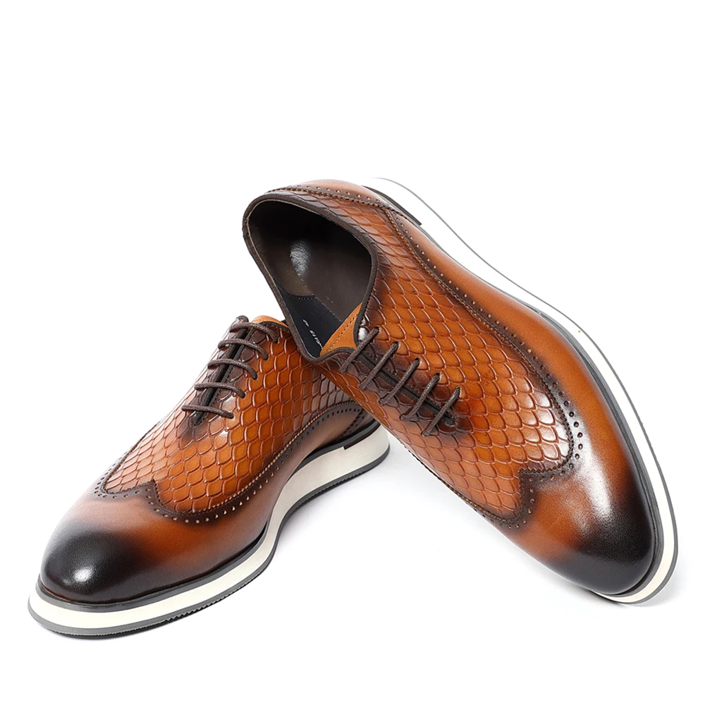Male Natural Genuine Leather Sneakers Classic European Style Snake Print Casual Flat Shoes 2023 Fashion Party Social Oxfords 5