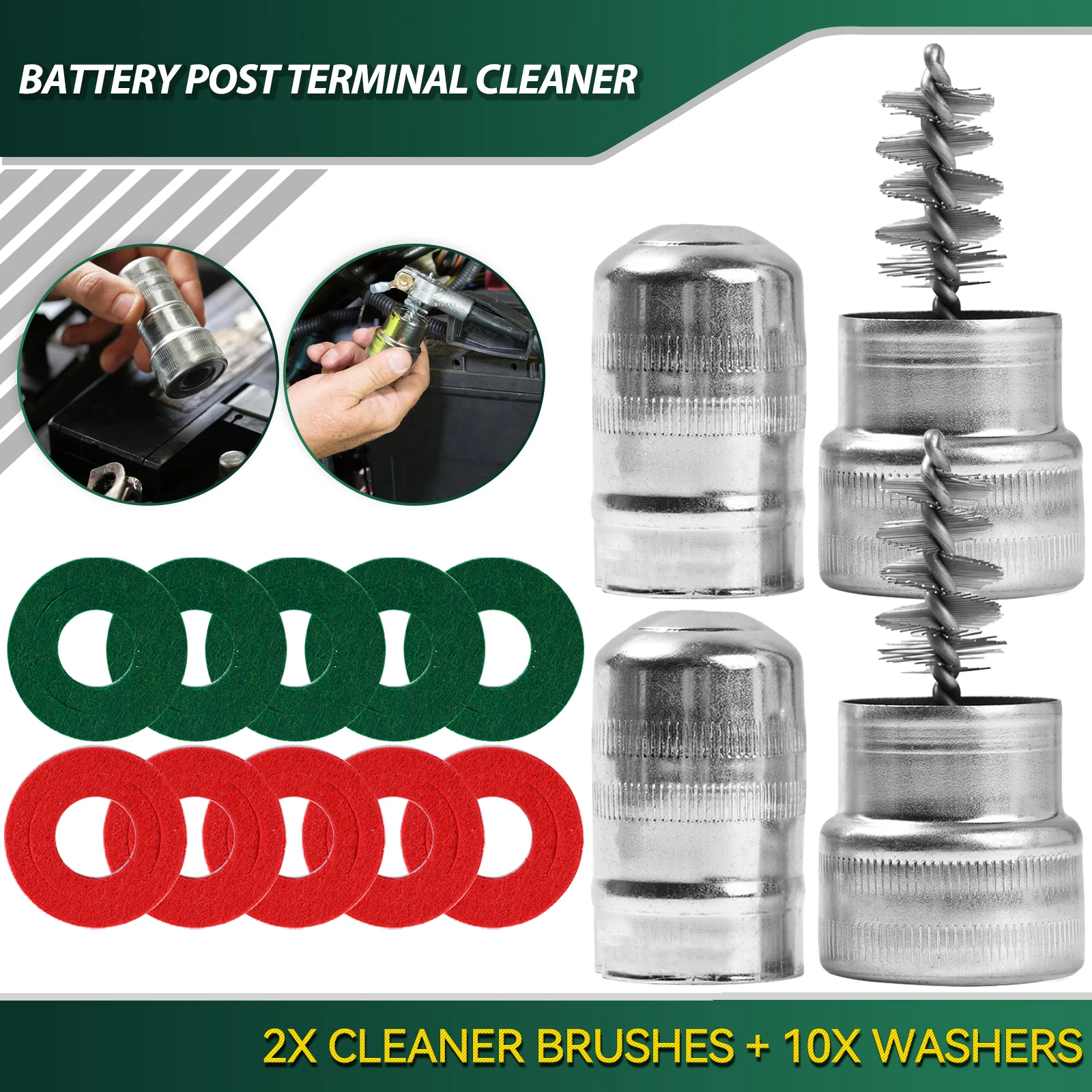 Post Cleaner 12pcs Car Cleaning Tools Battery Terminal Wire Brush Post Cleaner ...