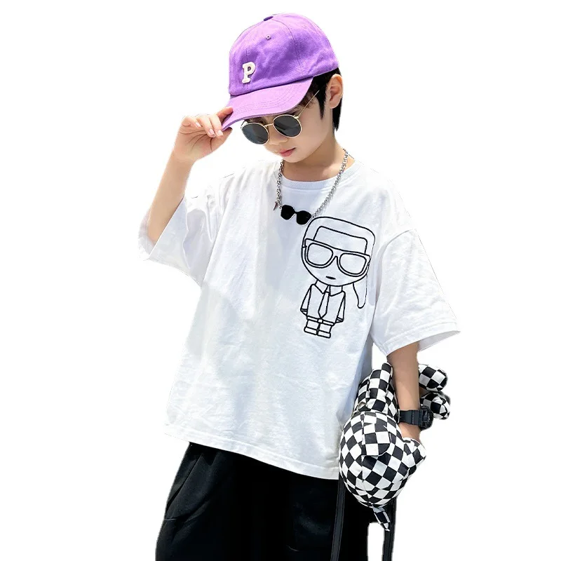 

Summer Boys T-Shirts 5-14Years Children Fashion Cartoon Printed Korea Kids Casual Sport T Shirt Tops Clothes Teenage School Tees