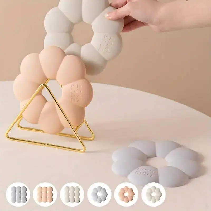 1pc Multi-purpose Pot Mat Heat Resistant Coaster Donuts Shape Silicone Coaster Set Heat Insulation Mat For Dining Table For Hot