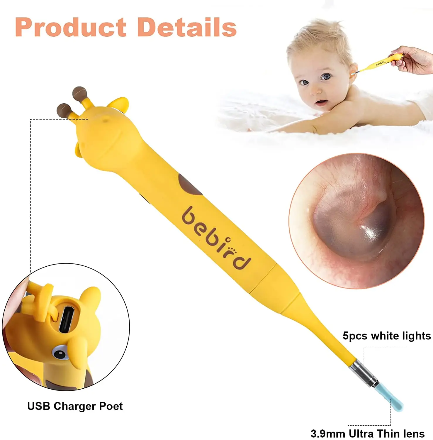 Official BEBIRD D3 Pro Visual Child Ear Wax Removal Otoscope,1080p FHD Wireless Ear Wax Removal Tool Camera,Ear Cleaner For Kids 2