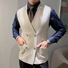 Autumn Winter Men Sleeveless Knitted Vest British Style Double Breasted Male Waistcoat Party Business Slim Fit Chaleco Hombre 1