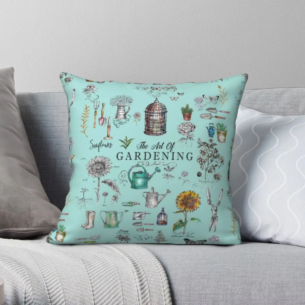 

The Art Of Gardening Pillowcase Polyester Linen Velvet Printed Zip Decorative Throw Pillow Case Sofa Seater Cushion Cover
