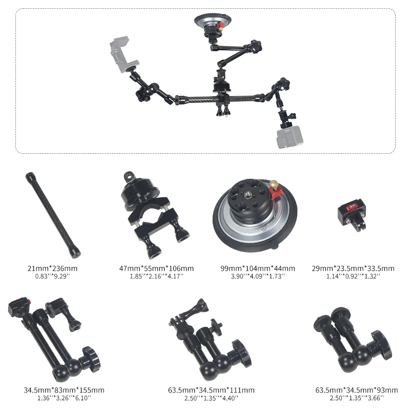 Magic Arm 7 Zoll 11 Zoll Klemme 4 Zoll Vakuum Saugnapf Autotelefon Action Kamerahalter für GoPro Insta360 DJI Action Smartphone – Detail 5