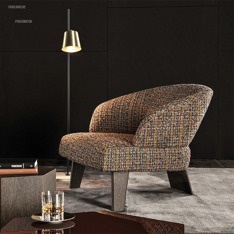 

Italian Cloth Living Room Chairs Home Furniture Light Luxury Leisure Back Single Sofa Living Room Chair Hotel Reception Armchair