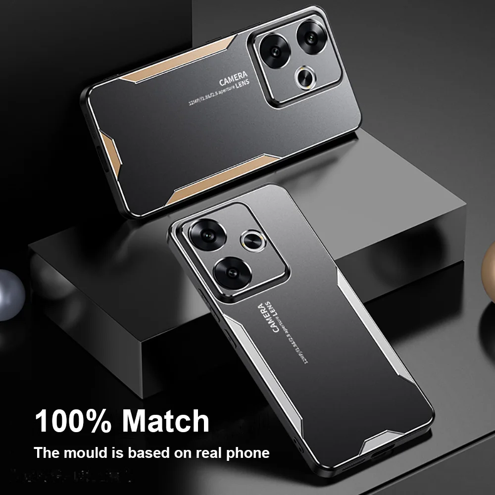 Sleek Aluminum Alloy Shockproof Matte Phone Case with Soft Bumper