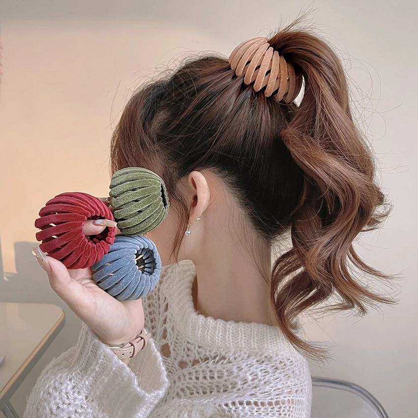 Magic Hair Clip Bird Nest Shaped Hair Holder Velvet Hair Ring Ball