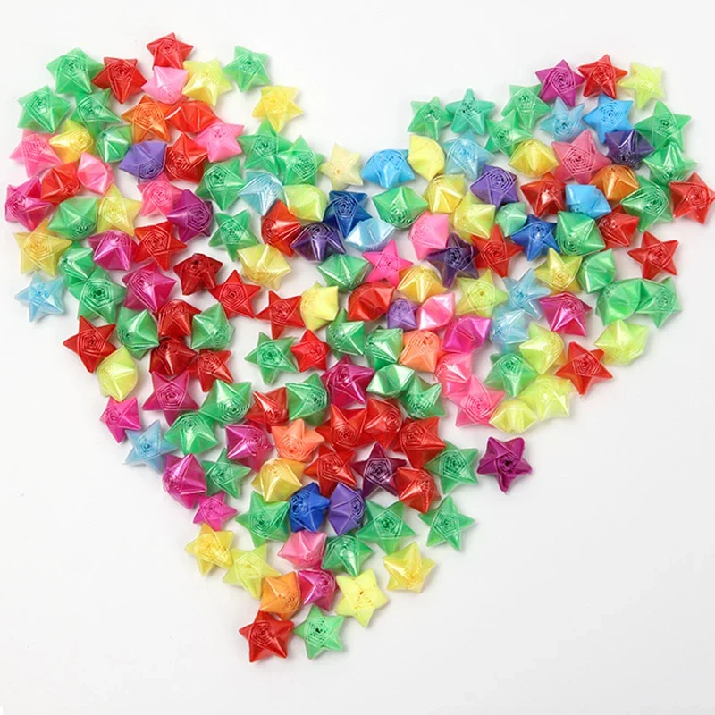 100pcs luminous plastic Origami Paper Star Lucky Colorful Star Folding Plastic Star Decoration Origami DIY Gift Crafting Supplie