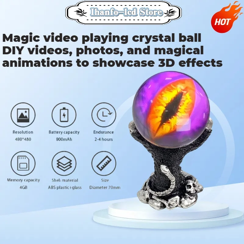 Creative 3D Crystal Ball Video Play Display Room Desktop Art Aesthetics Kawaii Children's Home Decoration Accessories Gifts