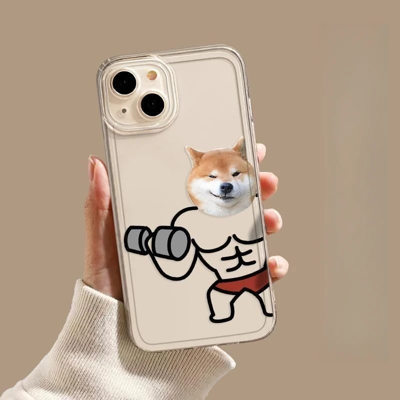 Muscle Dog and Shy Cat Couple Case for iPhone thumbnail 3