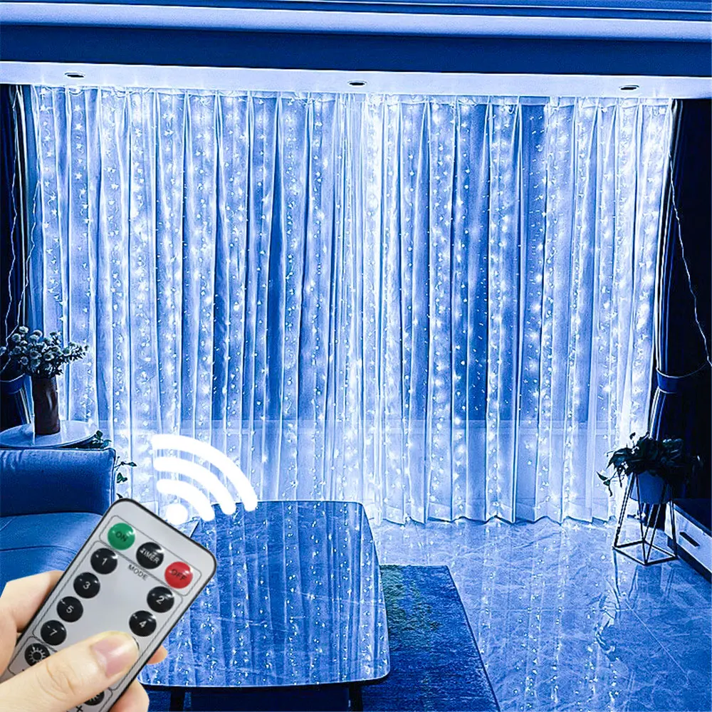 Curtain LED Garland String Lights USB Remote Control Festival Decoration Holiday Wedding Christmas Fairy Lights for Bedroom Home