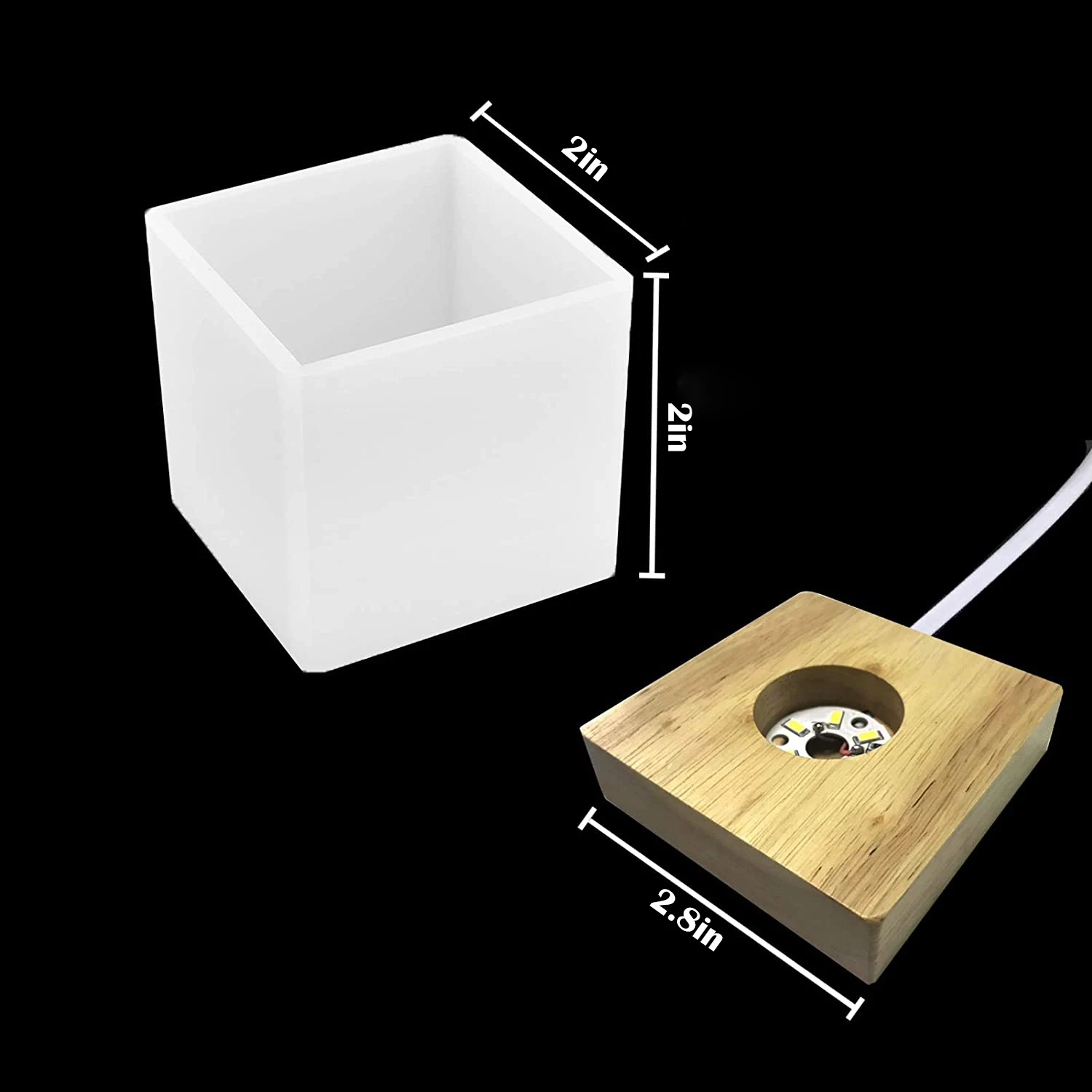 1Pcs LED Night Light Wooden Square Base Holder Display Stand For Crystals Glass Ball Illumination Home Decoration Handicraft