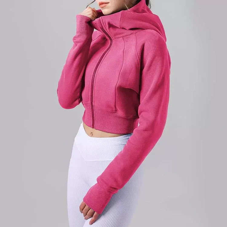 Frühlings-Kapuzen-Freizeitoberteil mit Samt, Warmer Loser Einfarbiger Mantel-Hoodie für Damen – Detail 4