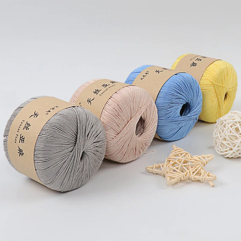 50g Tiansi Hemp Thread Hand Woven DIY Crochet Pad Doll Thread Material Bag Medium Thick Wool Crochet Knitting Suture 2