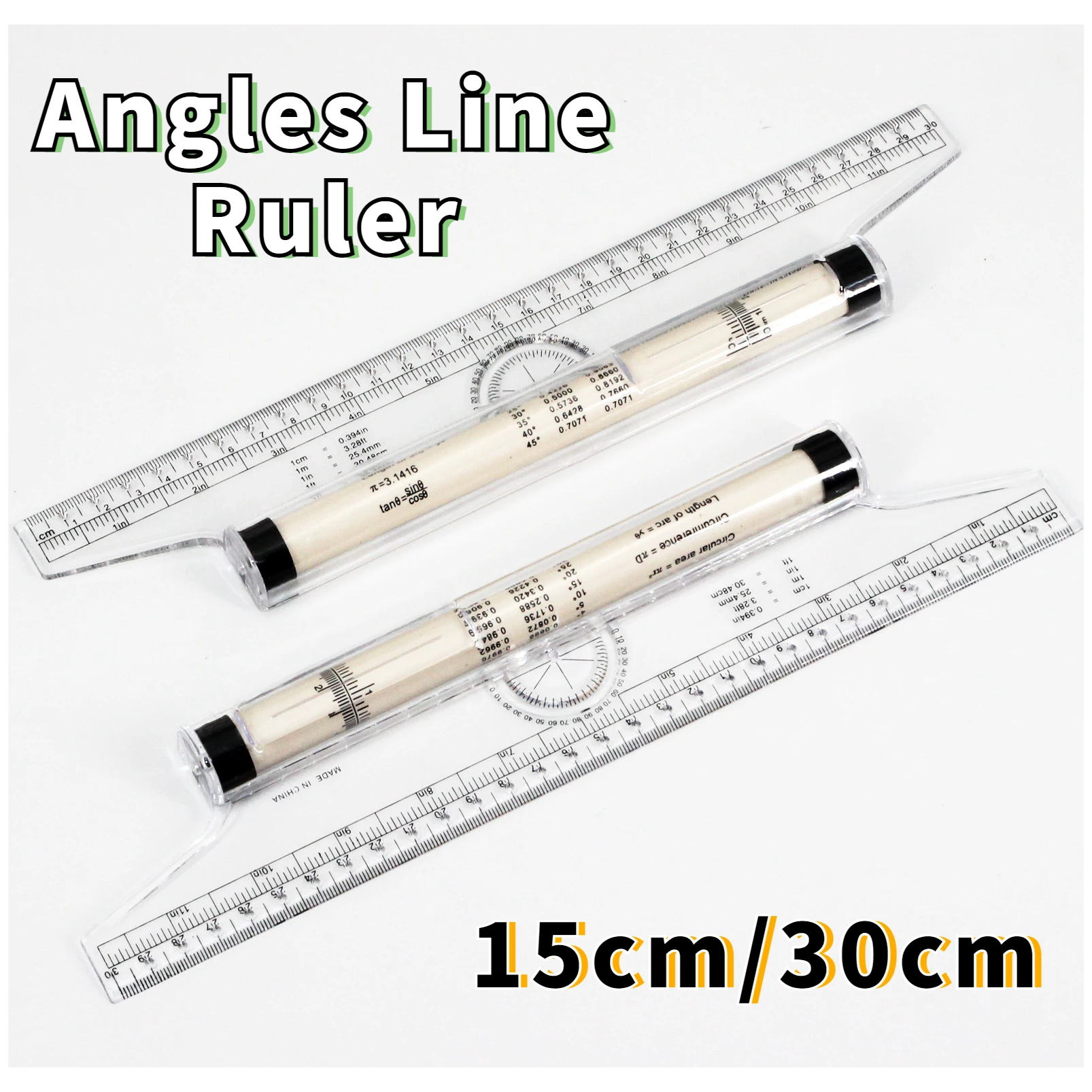 Angles Line Ruler 15cm 30cm Multi-Function Drawing Tool Roll Draw Ruler Metric Rolling Ruler Clear Parallel Rolling Ruler