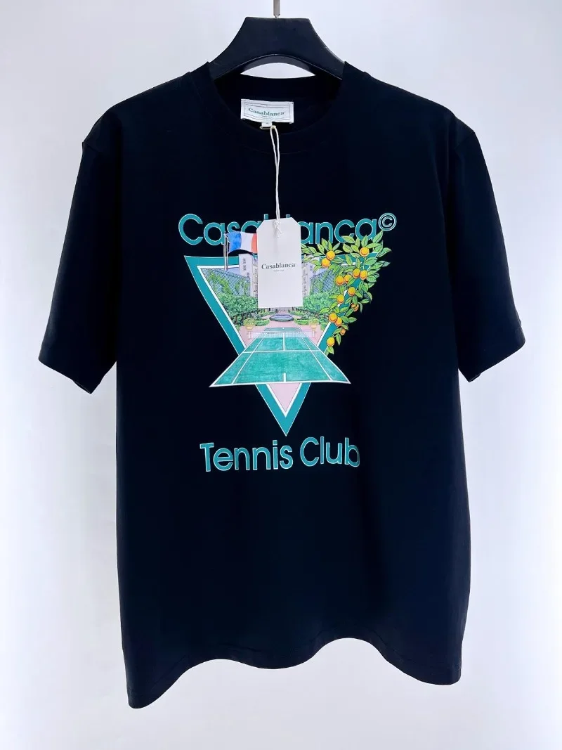 

New Fasion Tennis Club Casablanca T Shirt Men Women 1:1 High Quality Inverted Triangle T-Shirt Top Tees