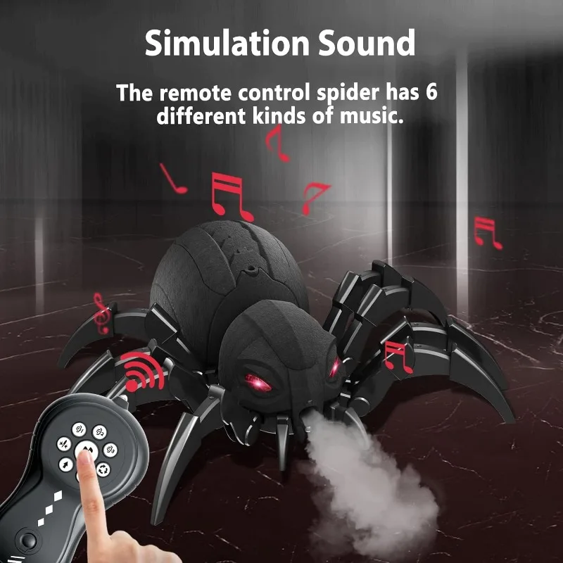 RC Spider Robot Remote Control Spider Toys with Spray/Light/Music Gifts for 6 -12 Year Old Boys Halloween Easter Toys for Kids 4