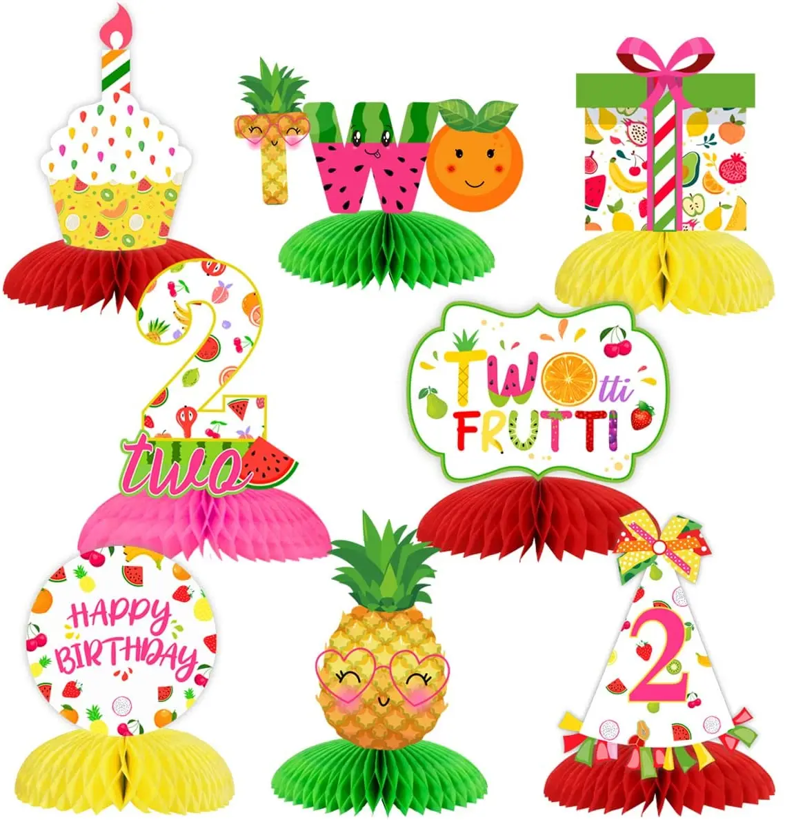 

Sursurprise-Honeycomb Centerpieces Tutti Frutti Frutti Table Decorations for Girl, 2 Years Old, 2nd Birthday Party