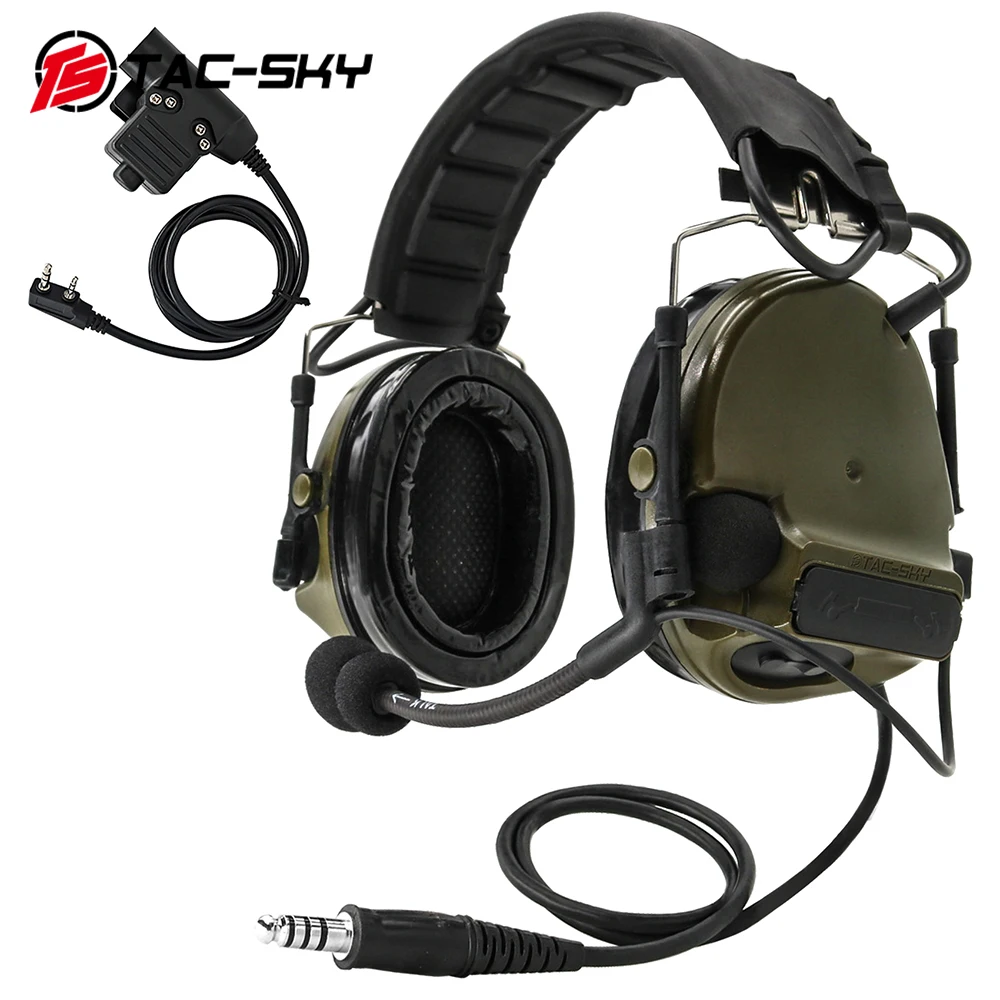 TAC-SKY COMTAC 군사 소음 감소 워키토키 헤드셋, 전술 헤드폰, Comtac Iii / C3 헤드셋, 전술 U94 Ptt