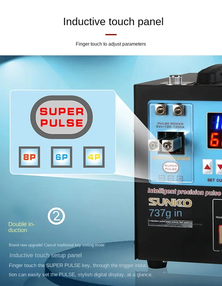 SUNKKO737G+ Intelligent Precision welding large-battery DIS inductive hand-held