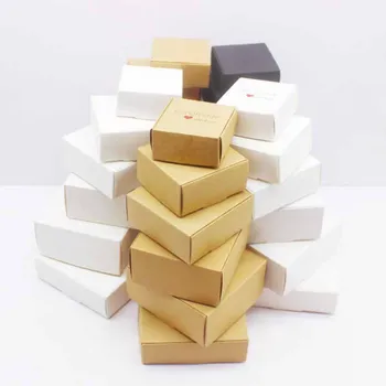 10pcs handmade gift packaging with multiple sizes, white kraft paper, black box, Christmas packaging, packaging box 1