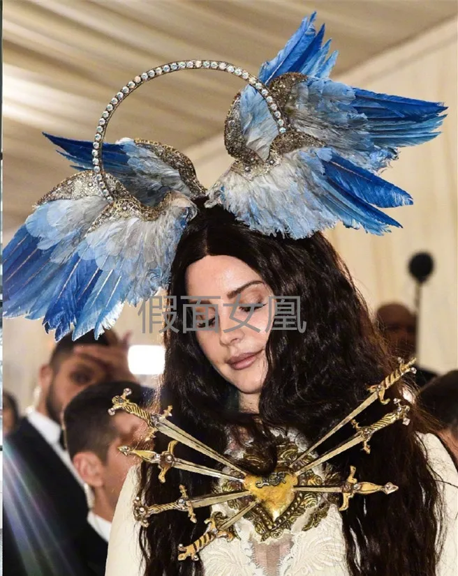 

Feather Wings Exaggerated Headdress Colorful Hair Accessories Catwalk Show Makeup Modeling Virgin Performance headwear