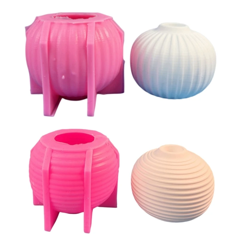 

Y1UB Sphere Candlestick Molds Striped Ball Shaped Holder Molds for DIY Craft