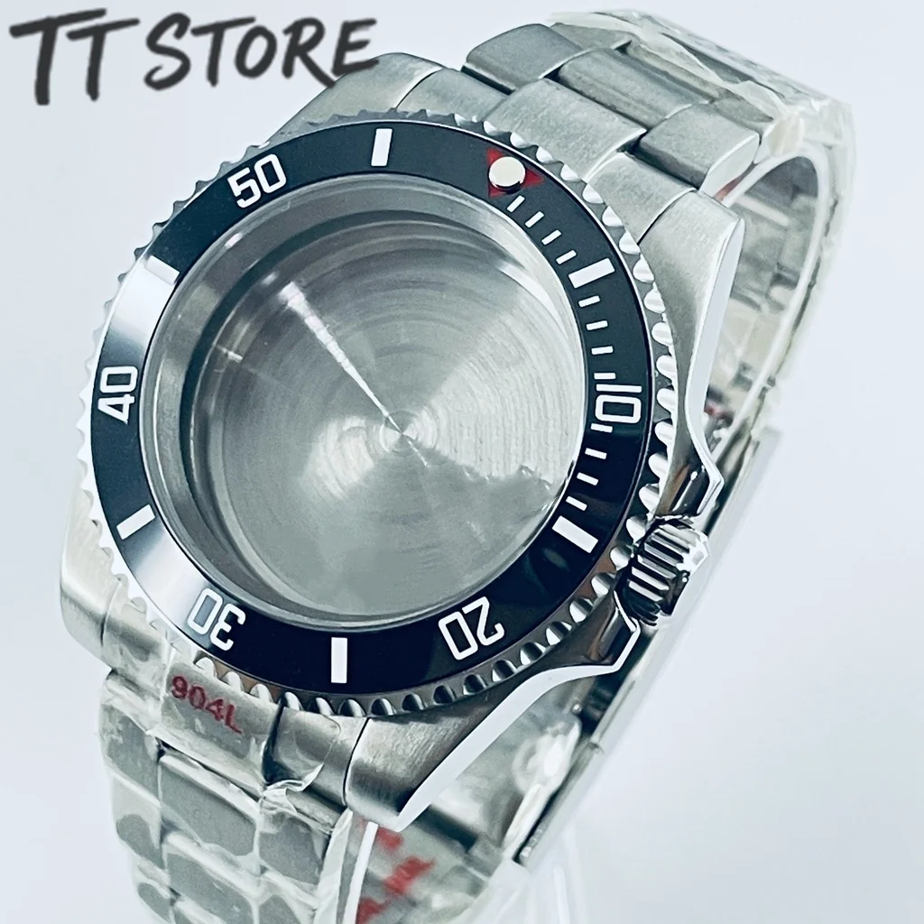 Silver 40mm Watch with Ceramic Bezel and Sapphire Case