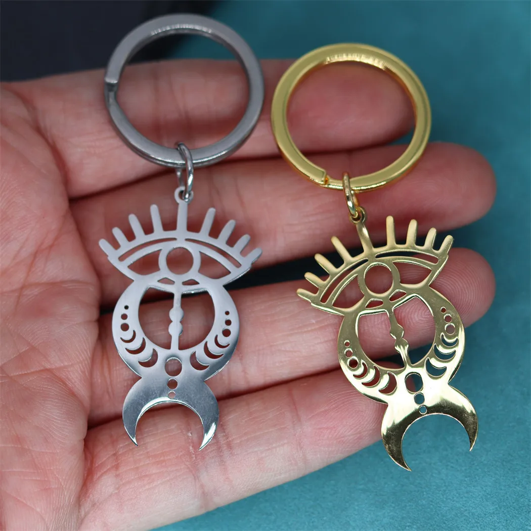 

moon eyes keychains Phase Pendant Key Chain Men Women Stainless Steel Keyring Minimalist Jewelry Amulet Gift Keychain