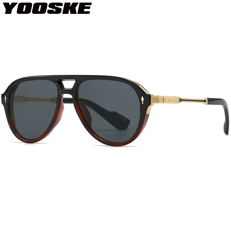 

New Male Pilot Sunglasses Retro Double Beam Frame Sun Glasses Men Brand Designer Vintage Sunglass UV400 6052