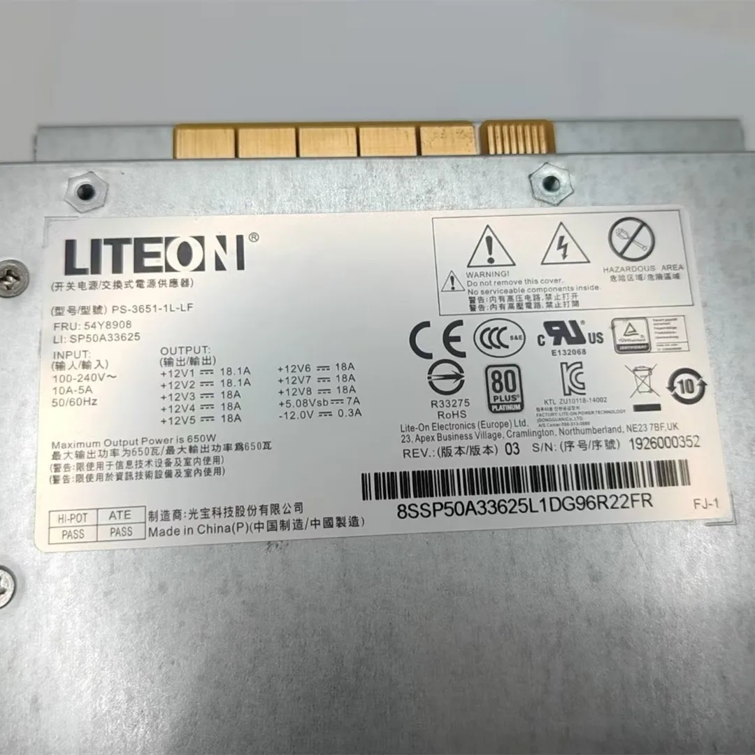 레노버 P500 P510 P700 P710 전원 공급 장치 650W PS-3651-1L-LF 54Y8908용 LSC 오리지널 빠른 배송