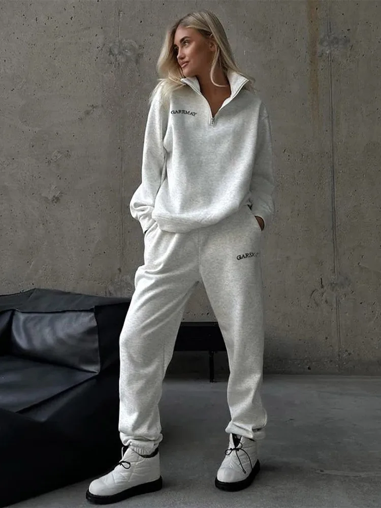 Sweat Suit White Joggers Outfit Womens Casual Women's Tracksuit